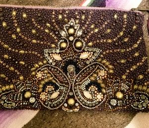 Beaded cosmetic or jewelry bag.